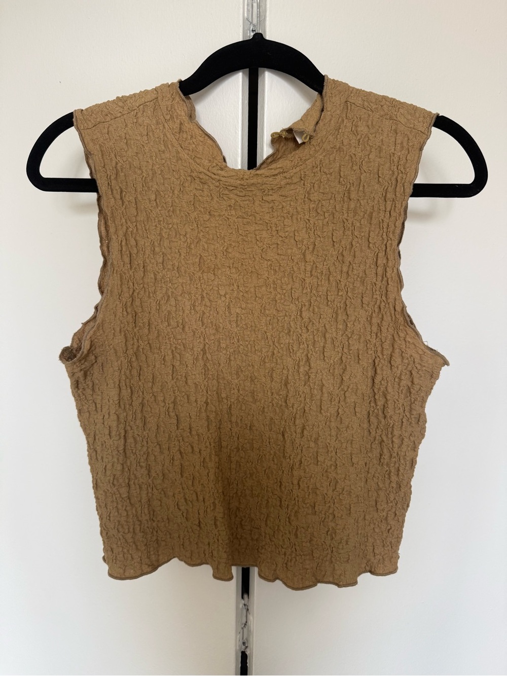 Textured Sleeveless Tank Top - Camel